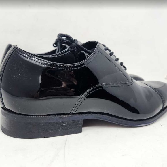 Men\'s 8.5 Florsheim tux cap toe patent black leather oxford dress shoes 14213 main image 12